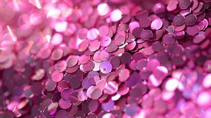 Obraz premium This image showcases a vibrant and dazzling background filled with numerous pink sequins, resulting in a lively and glamorous visual effect suitable for festive themes.