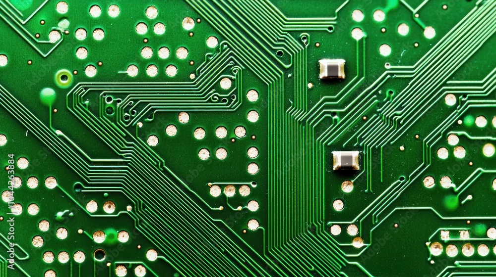 Aufkleber Green Circuit Board with Traces and Solder Points