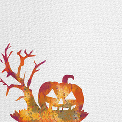 plantilla, fondo,artistico de acuarela , pintura, tematica de halloween, arte, con splash de pintura, variopinto, cálido,  fuego, salpicaduras, con textura, web, redes, digital, calabaza, niños, 