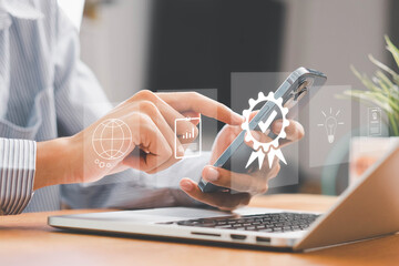 ISO standards quality control, assurance and warranty business technology concept.Modern ISO...