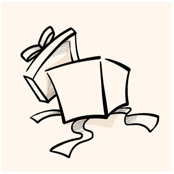 recommend clip art: Hand drawn open gift With illustration style doodle and line art