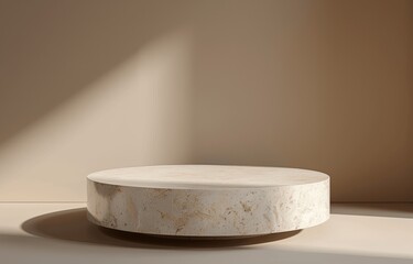 Minimalist Beige Product Podium on Brown Background