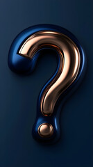 Naklejka premium A gold and blue question mark is floating in the air