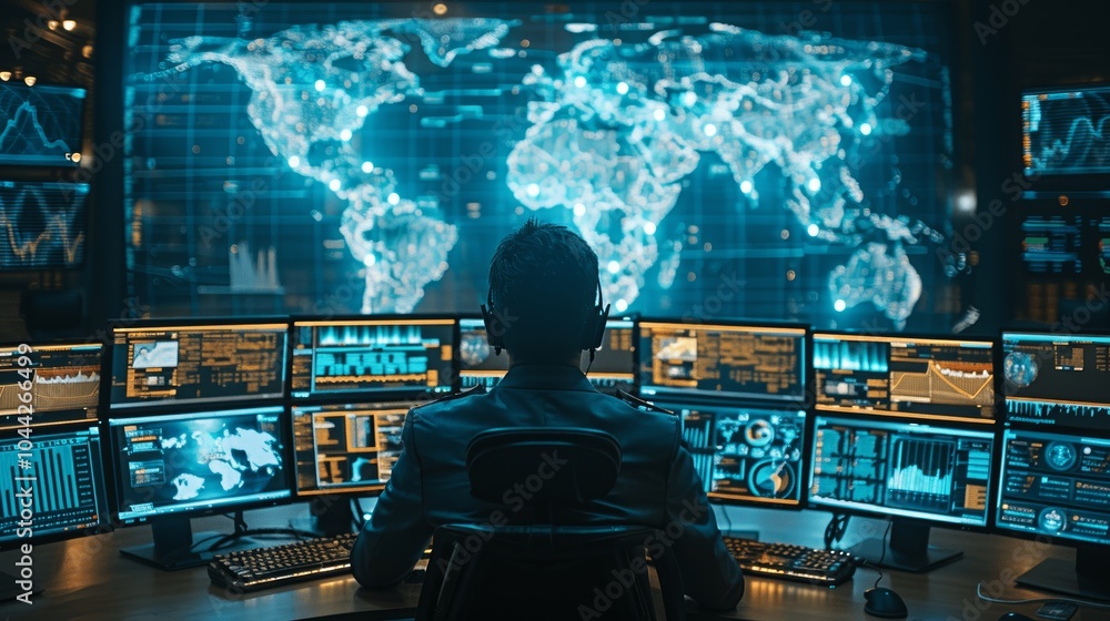 Poster cybersecurity incident response operations with teams coordinating during cyber attack