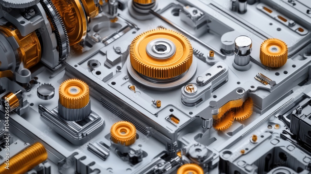 Aufkleber isometric mechanical system in 3d design view