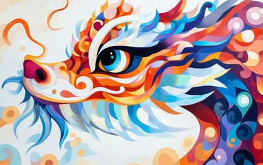 Obraz premium Chinese traditional mascot dragon cartoon illustration art background