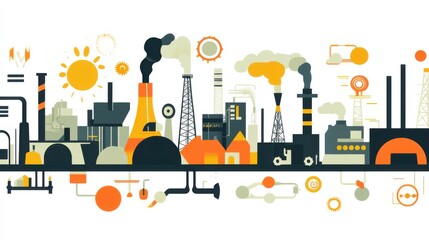 Naklejka premium Illustration of Nonrenewable Energy Resources Concept