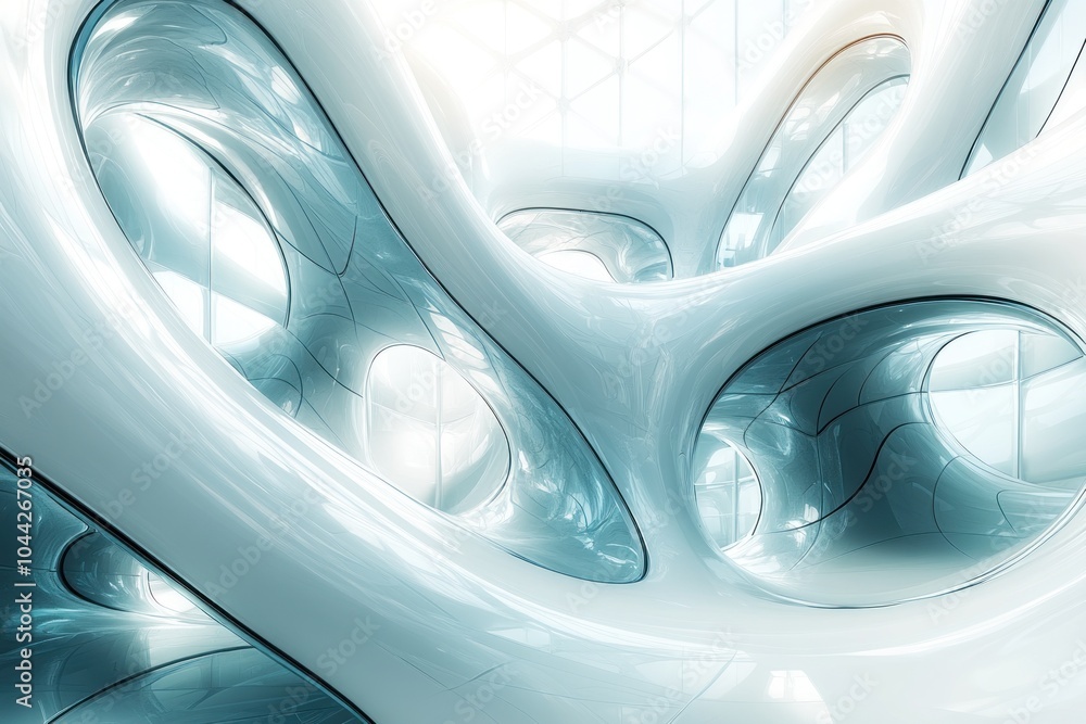 Poster Abstract Architectural Structure with Curved Walls and Windows