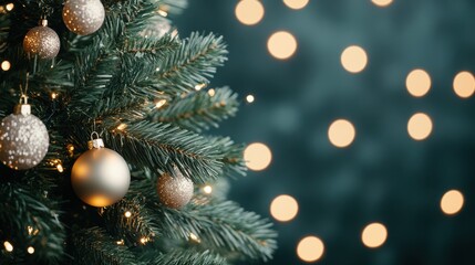 Glowing Christmas Tree Branches with Ornaments
