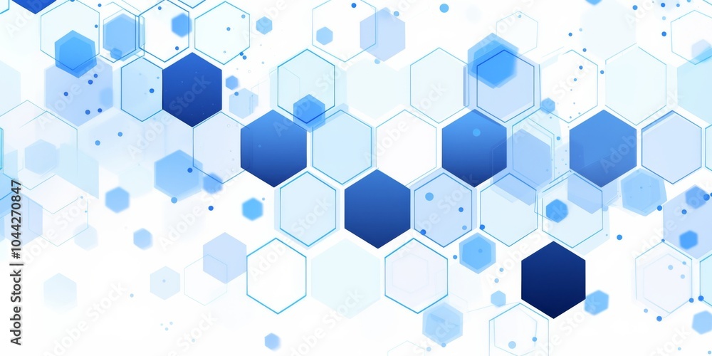 Poster blue and white background featuring hexagons for technology or science vector presentation design, i