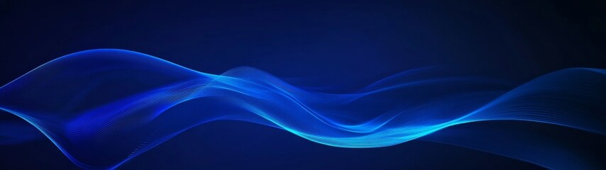 Fototapeta premium Blue Background with Wavy Line Vector Design for Technology and Digital Marketing, Featuring Flat Style Blue Gradient Lines on a Dark Blue Background
