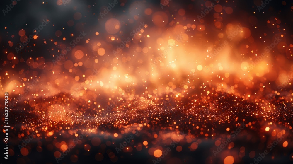 Poster realistic fire ember particles on dark background with bokeh lights