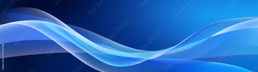 Poster Vector Graphics of a Blue Background Featuring Waves and Lines in a Gradient Design, Showcasing a Simple Modern Technology Style with a Blue Color Scheme and Horizontal Composition.
