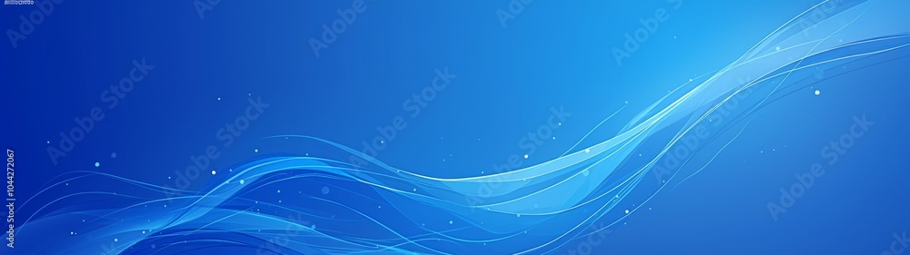 Poster Vector Graphics of a Blue Background Featuring Waves and Lines in a Gradient Design, Showcasing a Simple Modern Technology Style with a Blue Color Scheme and Horizontal Composition.