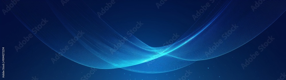 Poster Vector Graphics of a Blue Background Featuring Waves and Lines in a Gradient Design, Showcasing a Simple Modern Technology Style with a Blue Color Scheme and Horizontal Composition.