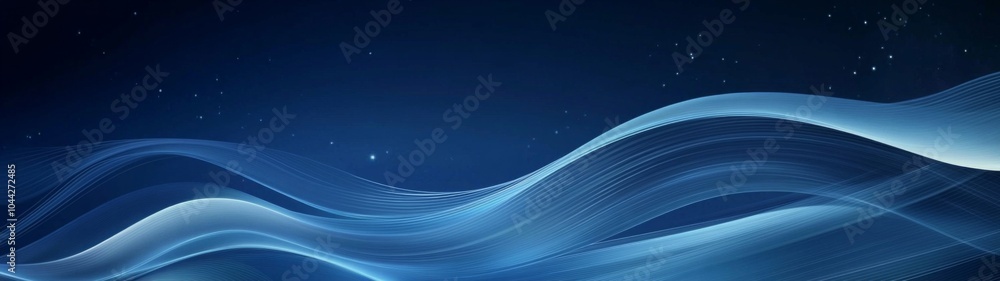 Poster flat vector illustration of abstract digital gradient stripes on a blue background with wavy lines, 