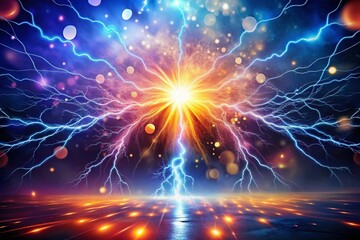 Bright Lightning Magic Effects with Bokeh for Energy Illustrations