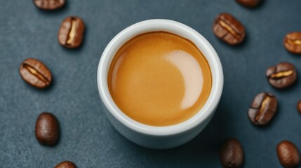 Fresh Espresso Shot in a Small Cup with Crema