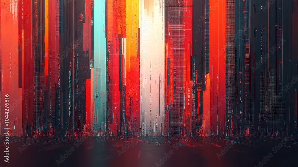 Poster abstract digital data technology grid, an immersive animation featuring a seamless flow of intricate