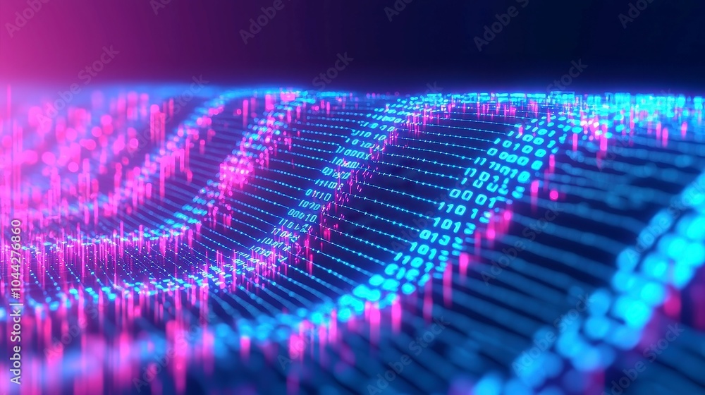 Poster digital data technology grid animation, an abstract animation showcasing a seamless digital grid, hi
