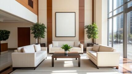 Modern Hotel Lobby with Stylish Furniture and Art Installations