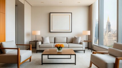 Fototapeta premium Modern Hotel Lobby with Elegant Furniture and Art