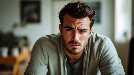 Fototapeta premium Unhappy handsome man feeling upset. 