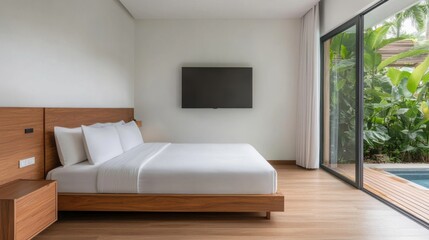 Fototapeta premium Modern Hotel Suite with Private Pool and Garden View