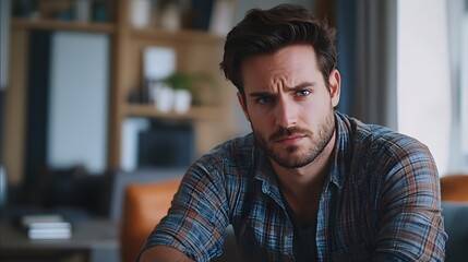 Fototapeta premium Unhappy handsome man feeling upset. 
