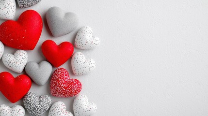 Obraz premium Grunge Background of Red and Grey Hearts, a textured blend of contrasting colors showcasing heart shapes, ideal for creative projects or digital designs
