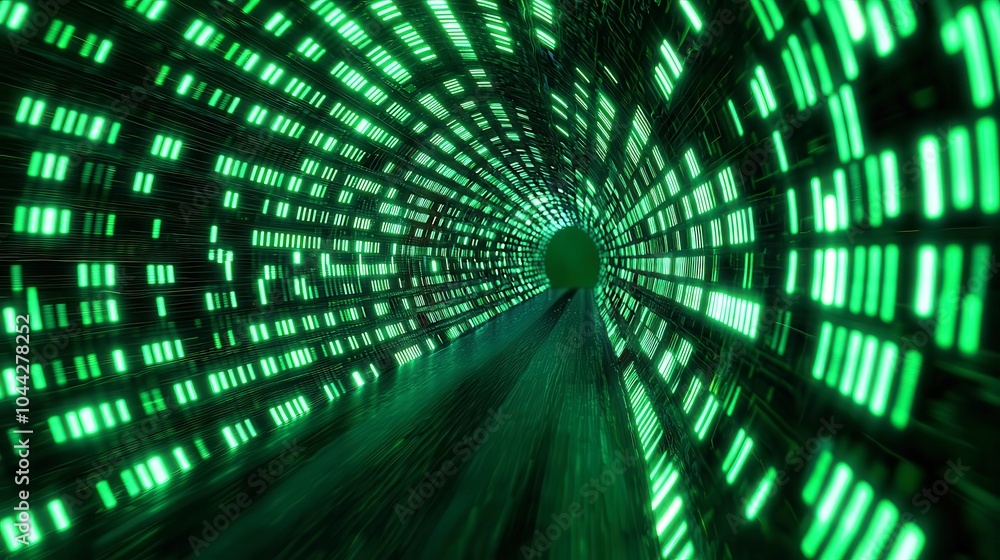 Poster digital data stream matrix, an immersive backdrop featuring flowing binary patterns and vibrant colo