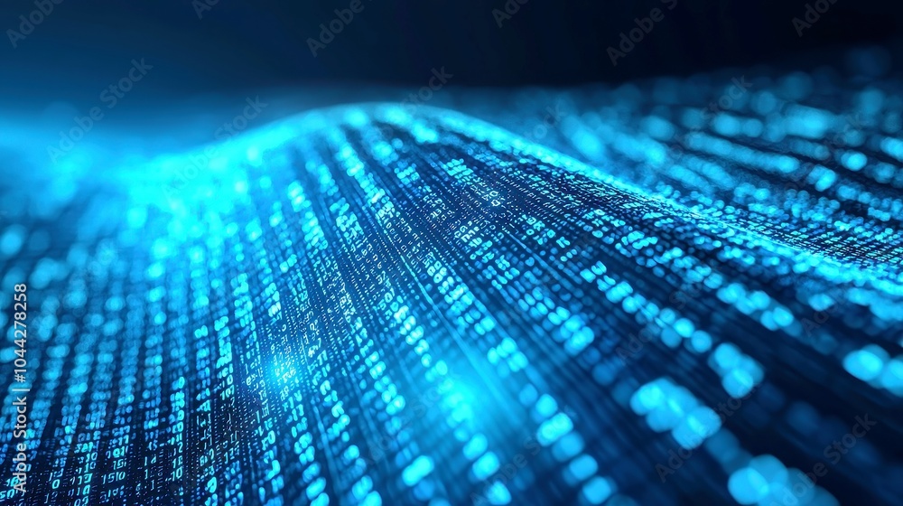 Poster digital data stream matrix effect, a dynamic backdrop featuring flowing data streams, vibrant colors
