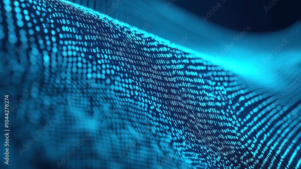 Poster digital data stream matrix effect, a dynamic backdrop featuring vibrant streams of data flowing in a