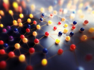 3d Social Networking Nodes background, interconnected by lines to form a grid structure, indicating interconnections and relationships in the social community or business