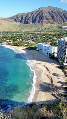 Aerial view of a beach in Waianae, Hawaii on Island of Oahu