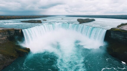 Majestic Waterfall Plunging into a Vast Canyon