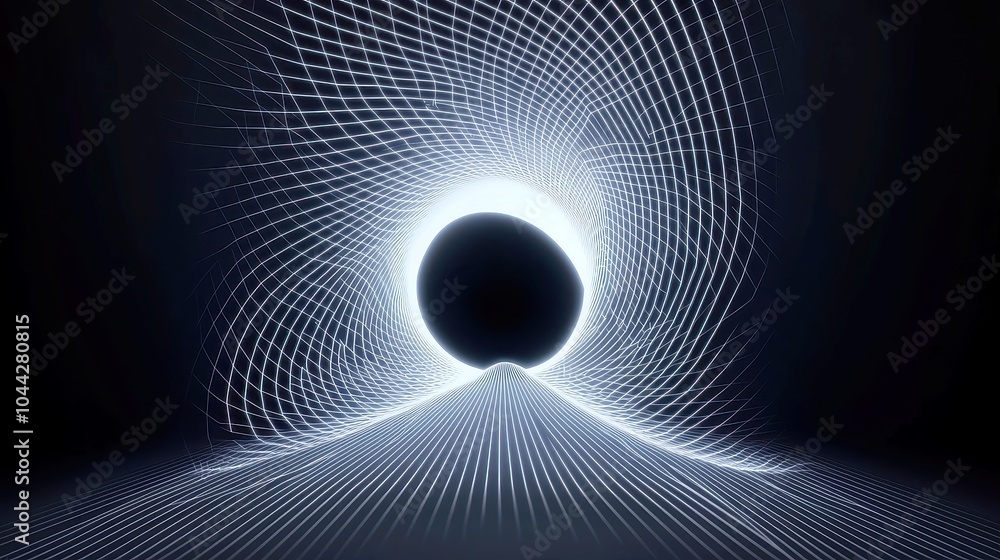 Poster spiral vortex wireframe technology background, intricate lines weaving through a geometric pattern, 