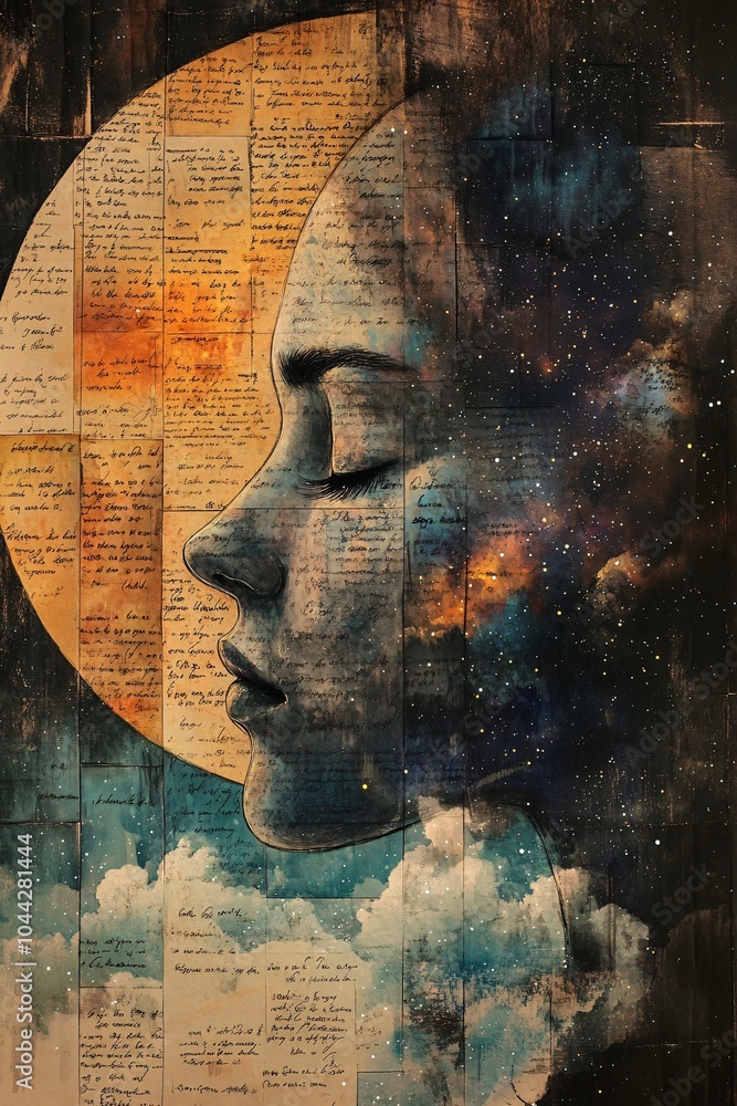 Poster exploring the intersection of human emotion and cosmic wonder a journey through artistic expression 