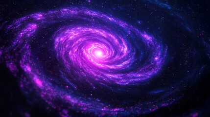 Obraz premium Spiral Galaxy Meditation, a mesmerizing animation of a purple spiral galaxy against a dark starry sky, perfect for enhancing relaxation and calming music experiences.