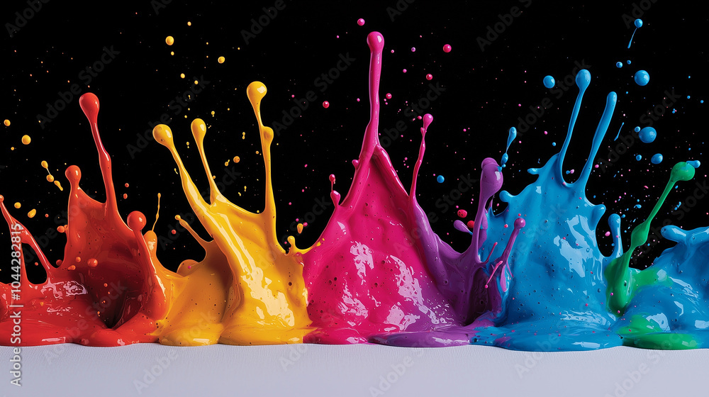 Poster a vibrant splash of paint across a blank canvas symbolizes raw creative expression, providing an ide