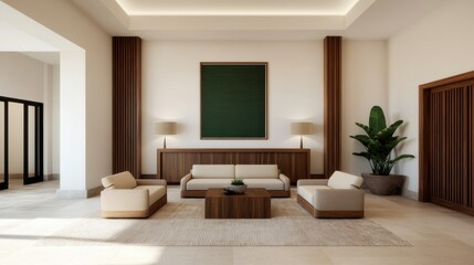 Fototapeta premium Cozy Spa Lobby with Warm Wooden Accents