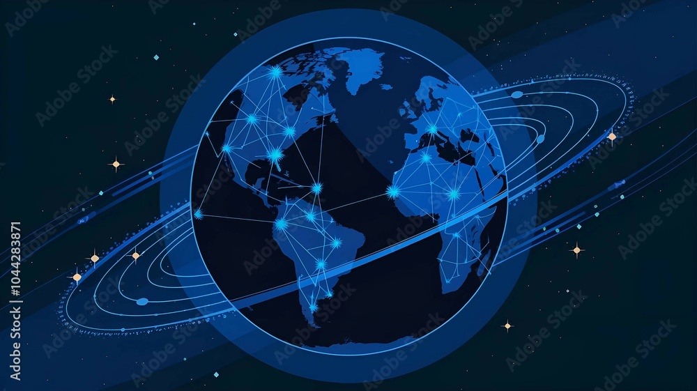 Poster digital blue earth concept representing futuristic global networks modern technological innovation a
