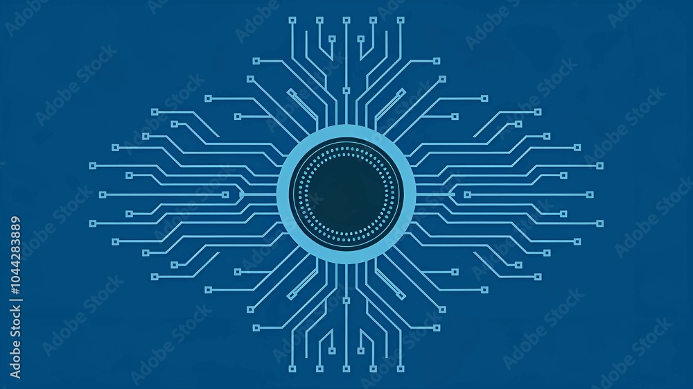 Poster blue digital microchip design concept showcasing modern technology innovation futuristic advancement