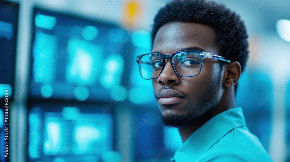 Poster telecom engineer working on fiber optic networks