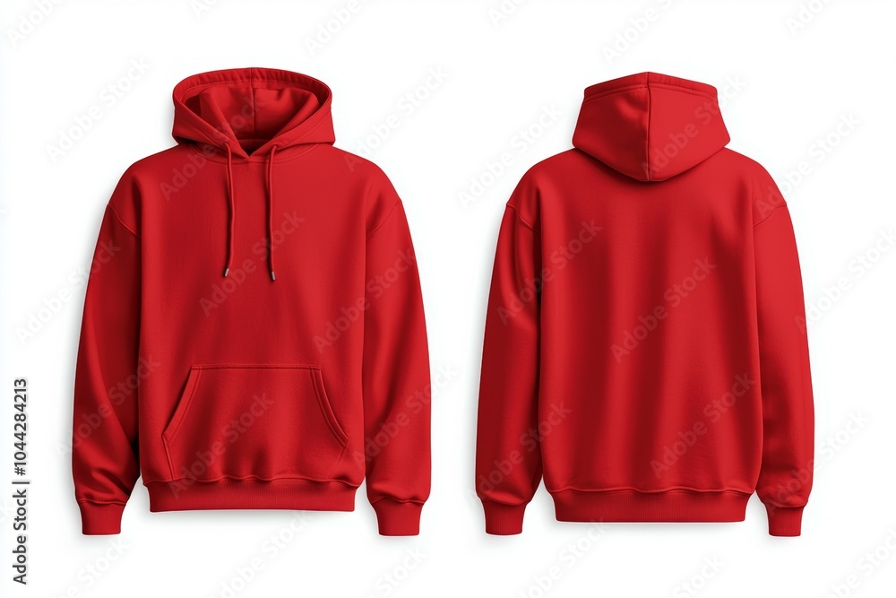 Poster A red hoodie with a hood and a pocket