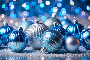 Elegant Blue and Silver Christmas Ornaments for Holiday Decor