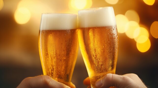 Cheers with Beer Glasses in a Warm Celebration