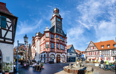 Fototapeta premium Town hall in the historical centre of Lorsch an der Bergstraße, Hessen, Germany