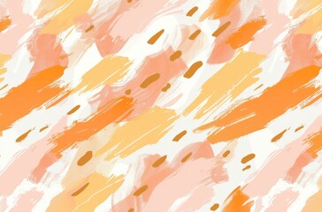 Seamless Peach, Orange, and Cream Animal Print Pattern with Thick Lines on White Background