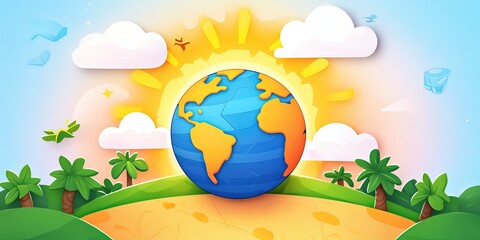 Naklejka premium Earth cartoon for environmentalism, sustainability, and earth day